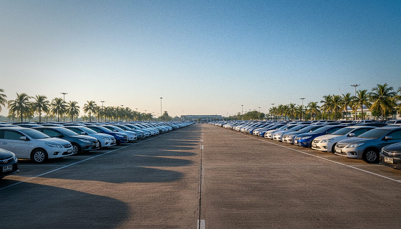 Shuttle bus pick-up point near an airport terminal